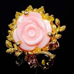 NATURAL NOT ENHANCED CARVED CONCH SHELL RING—925 STERLING SILVER—SIZE 7.5